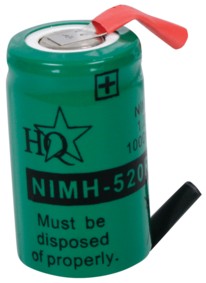 Batterie rechargeable NiMh - 1,2V - 1000mAh - 16.8x28mm - pattes  souder, cliquez pour agrandir 