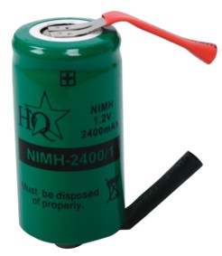 Batterie rechargeable NiMh - 1,2V - 2400mAh - 22x43.1mm - pattes  souder, cliquez pour agrandir 