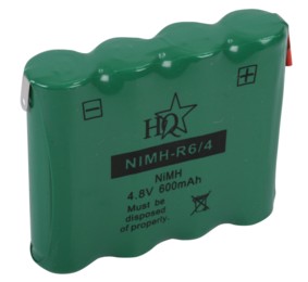 Batterie rechargeable NiMH 4V8 600mAh, cliquez pour agrandir 