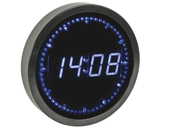 Perel - Horloge Murale avec Affichage Led - ====25cm - Bleu, cliquez pour agrandir 