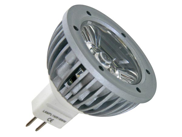 Lampe Led 3w - Blanc Neutre (3900-4500K) 12Vca/cc - Mr16, cliquez pour agrandir 
