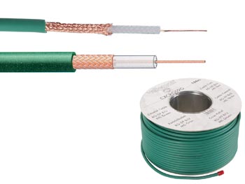 Cable Coax Rg-59 B/U Mil Vert , 0.58mm / 6.2mm , 100m, cliquez pour agrandir 