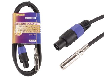 Cable Haut-Parleur Professionnel, Connecteur Haut-Parleur 4P Vers Jack Mono Femelle 6.3mm (1.5m), cliquez pour agrandir 