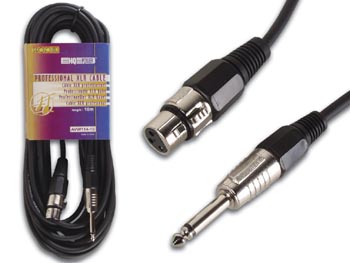 Cable Professionnel XLR, XLR Femelle Vers Jack Mono 6.3mm (10m), cliquez pour agrandir 