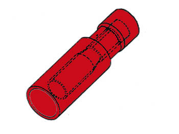 Cosse Cylindrique Femelle Rouge, 100pcs, cliquez pour agrandir 