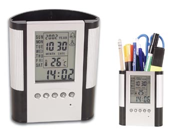 Porte-plume avec Horloge, Date & Temperature, cliquez pour agrandir 