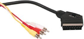 Cble fiche pritel vers 1x RCA video + 2x RCA audio, 1.5m, cliquez pour agrandir 