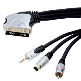 Cble pritel vers S-Vido + RCA + Jack 3.5mm stro, double blindage, haute qualit, 10m, cliquez pour agrandir 