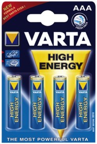 Pack 4 piles Alcaline Varta High Energy - LR03 - AAA - 1.5V, cliquez pour agrandir 