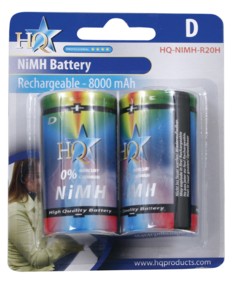 Pack de 2 Piles rechargeables NiMH - R20 - 1.2V - D - 8000mAh, cliquez pour agrandir 