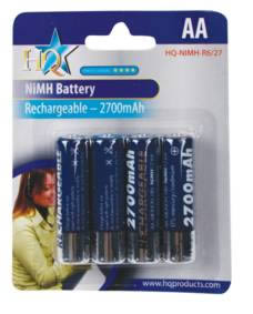Pack de 4 Piles rechargeables NiMH - R6 - 1.2V - AA - 2700mAh, cliquez pour agrandir 