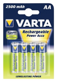Pack de 4 Piles rechargeables NiMH Varta - R6 - 1.2V - AA - 2500mAh, cliquez pour agrandir 