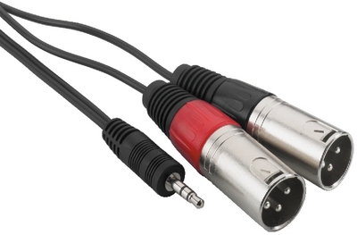 Cordon adaptateur audio 1x jack 3,5 mle stro sur 2 x XLR mle, 3m, cliquez pour agrandir 