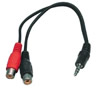 Cble fiche 3.5mm streo mle vers 2 fiches RCA femelle, 0.2m