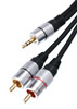 Cble fiche 3.5mm streo mle vers 2 fiches RCA mle, double blindage, contacts plaqus OR, 1.5m