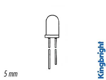 L-7113id-12v Rsistance LED 5mm red diffused 625nm, cliquez pour agrandir 