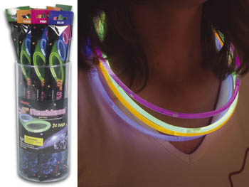 Boite Plastique De Colliers De Tubes Neon Fluorescents Ã˜0.5 X 27.5Cm - Couleurs (24 Sachets/Boite), cliquez pour agrandir 