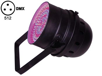PROJECTEUR LED PAR64 - MODÈLE COURT - NOIR - DMX512 - LEDs 10mm, cliquez pour agrandir 