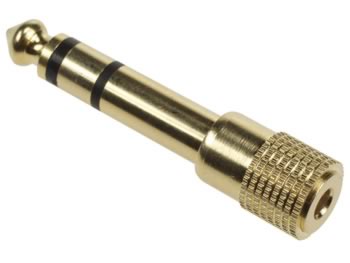 Adaptateur Jack 6.35mm stéréo mâle - Jack 3.5mm stéréo femelle, doré, cliquez pour agrandir 