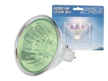 Ampoule halogne - MR16 - 20W / 12V - Vert, cliquez pour agrandir 
