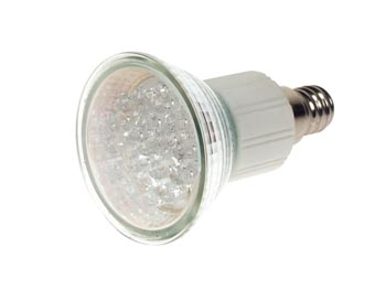 Ampoule LED Blanche - E14 - 240Vca - 18 LEDs, cliquez pour agrandir 