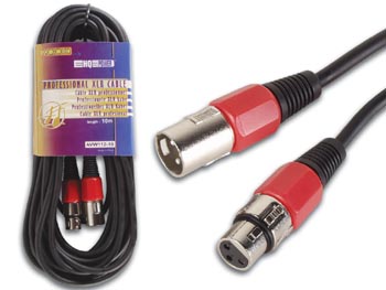 Cable Professionnel XLR, XLR Male Vers XLR Femelle (10m Rouge), cliquez pour agrandir 