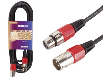 Cable Professionnel XLR, XLR Male Vers XLR Femelle (6m Rouge), cliquez pour agrandir 