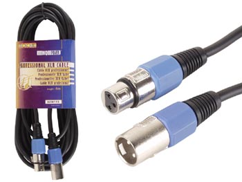 Cable Professionnel XLR, XLR Male Vers XLR Femelle (6m Bleu), cliquez pour agrandir 