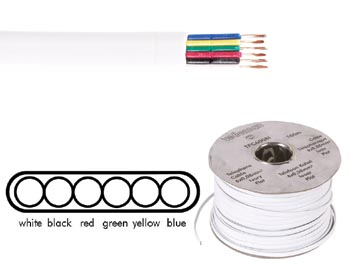 Cable Telephone 6 X 0.08mm - Blanc, Plat, 100m, cliquez pour agrandir 