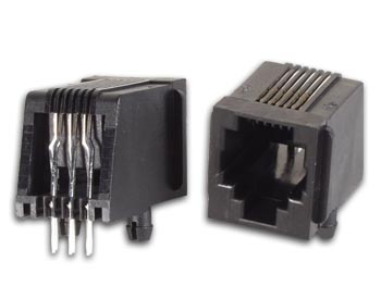 Connecteurs Modulaires pour CI RJ12 6 broches 6 contacts, Version Coudé, cliquez pour agrandir 