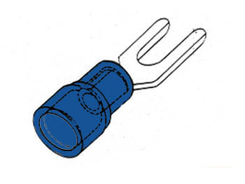Cosse a Fourche 3.7mm - Bleu, 10pcs, cliquez pour agrandir 
