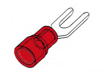 Cosse a Fourche 4.3mm - Rouge, 10pcs, cliquez pour agrandir 