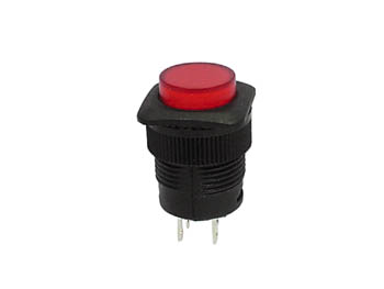Interrupteur Rond Illum LED 1p SPST Off-(On) 3A/125Vac 1,5A/250VAc - Rouge, cliquez pour agrandir 