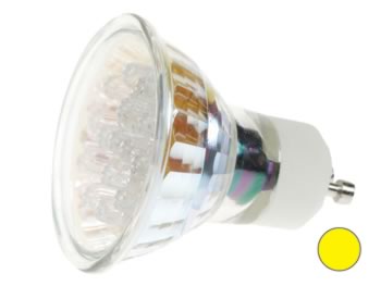 Lampe LED GU10 Jaune - 240V - 15 LEDs, cliquez pour agrandir 
