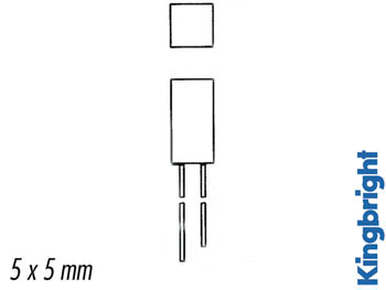 LED Carree Orange Diffusante 5 x 5mm 12mcd, cliquez pour agrandir 