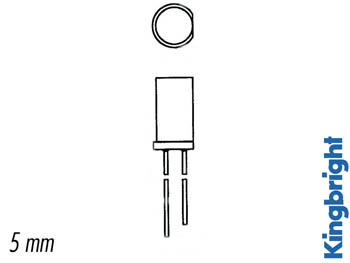 LED Plate Jaune Diffusante 5mm 8mcd, cliquez pour agrandir 