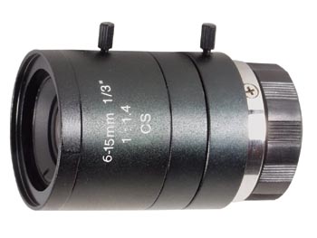 Objectif zoom CCTV 1.4 / 6-15mm - CAML9B, cliquez pour agrandir 