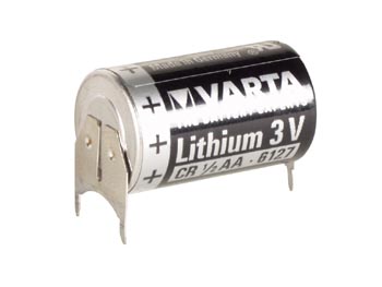 Pile Lithium Varta - CR1/2AA\'SLF - 3.0V - 950mAh - 14.8 x 25.1mm - Cosses  Souder Verticales pour CI, cliquez pour agrandir 