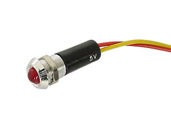 Voyant LED Rouge Clignotant 12V - Boitier Chrome, cliquez pour agrandir 